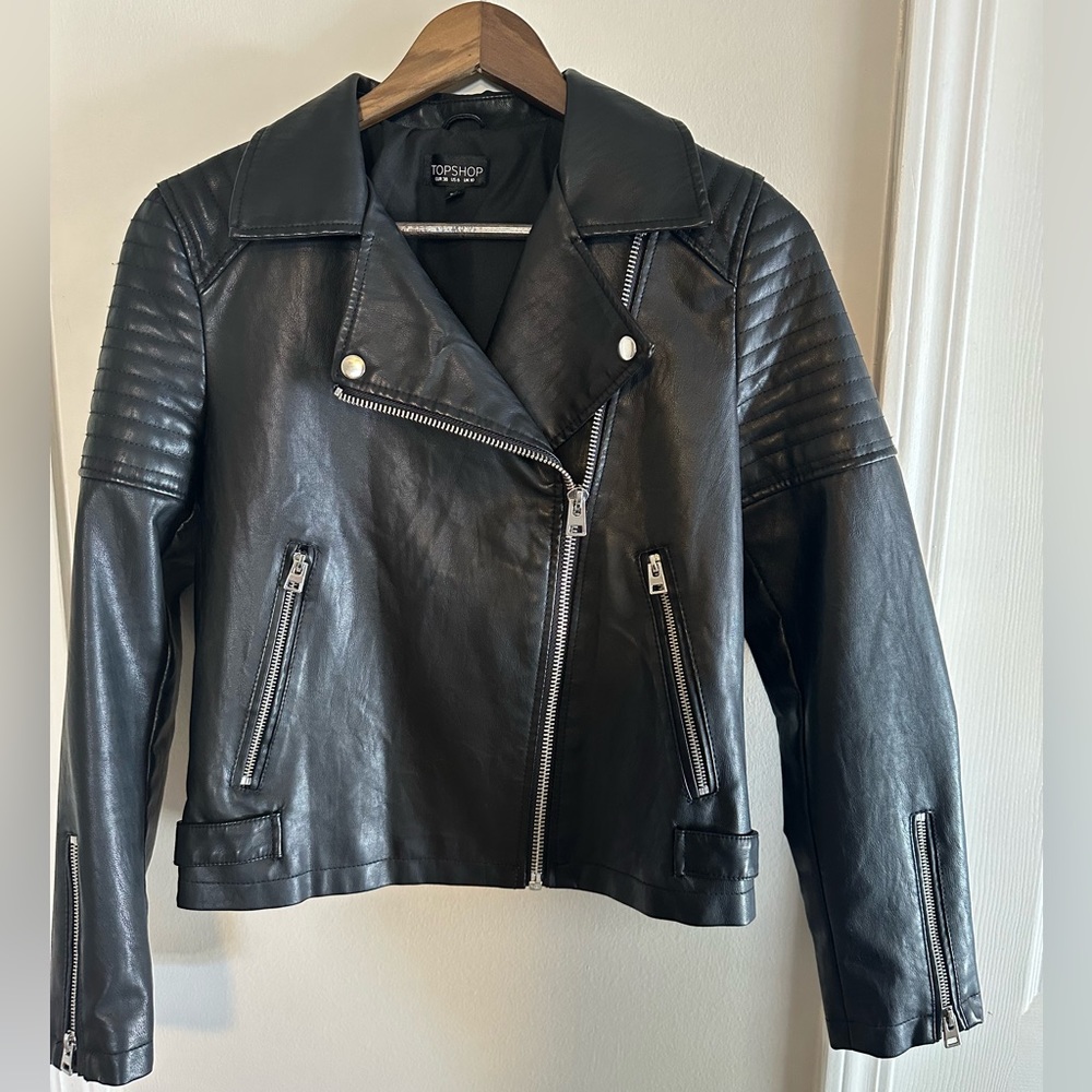 NWOT Topshop Faux Leather Biker Jacket, Never Worn